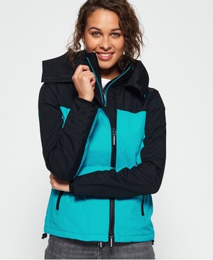 Superdry Hooded Arctic Pacific SD-Windcheater Női Kabát Fekete/Fekete/Kék | EBPCX2431